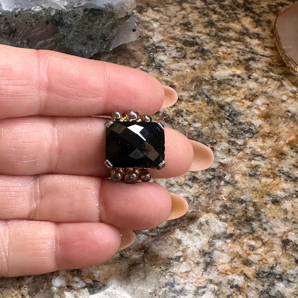 Vintage Sterling Silver Black Onyx Stone Ring - Picture 10 of 11